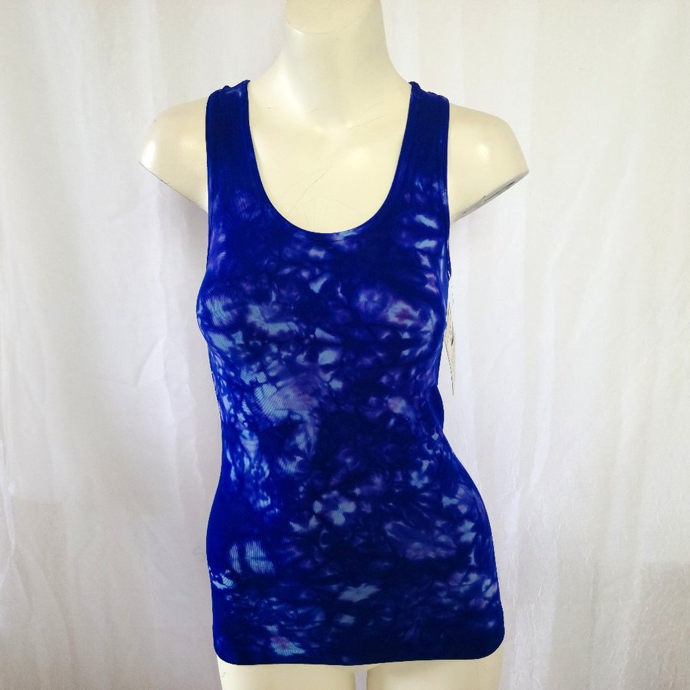 NUX Blue Tie Dye Racerback Tank Top Size Medium